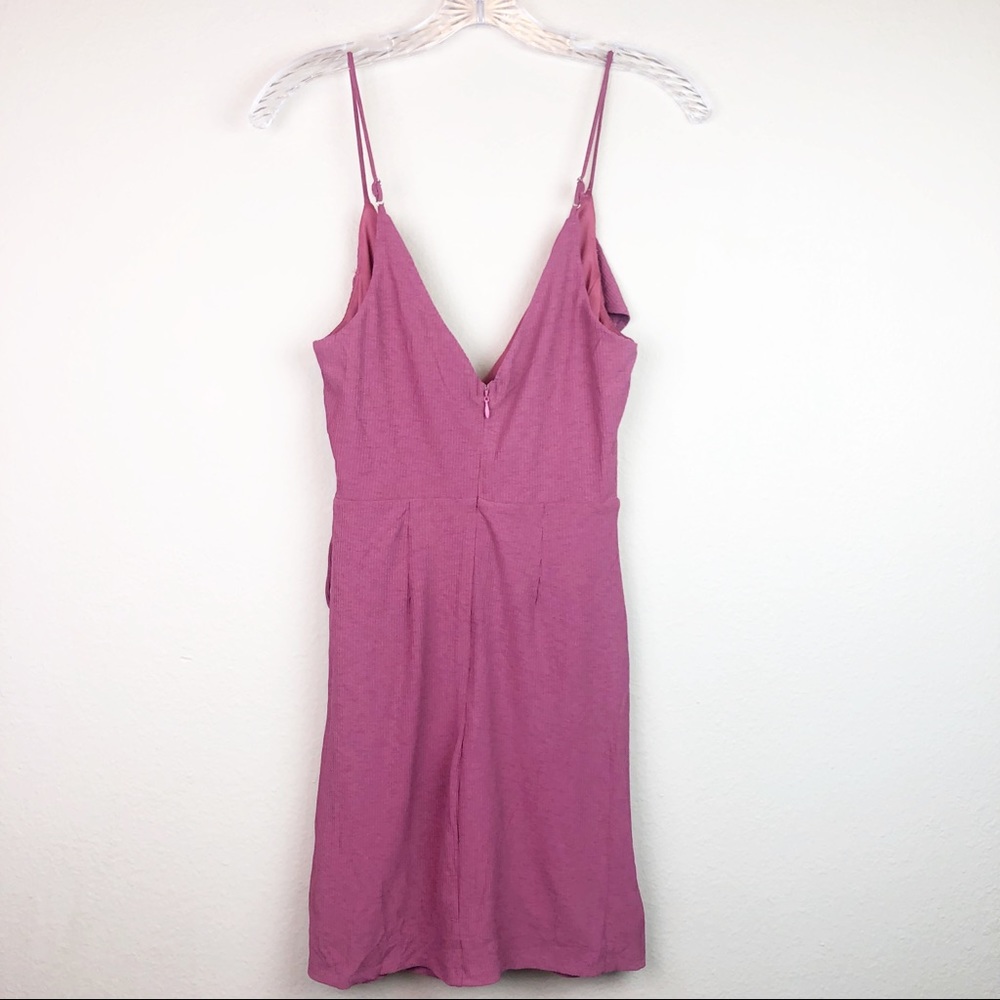 Pink Ruffled V Neck Wrap Mini Sexy Dress - Picture 4 of 8